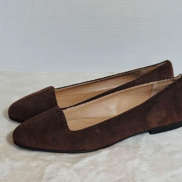 Lands End Chocolate Suede Stitched Flats - Picture 3 of 9
